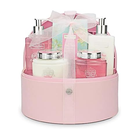 Winter in Venice Pink Fairy Dust Jewellery Case Bath Gift Set, Pamper Gifts for Women, 6-Piece Bath Gift Set with Body Lotion, Shower Gel, Bath Soak, Bath Salts, Hand Cream & Rose Puff, Bath Gift Sets for Women, Vegan-Friendly Gifts for Her Cover