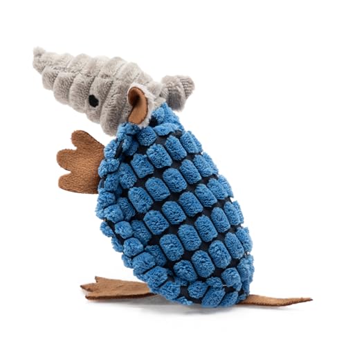 Hollypet Fluffy Dog Toys – Squeaky Plush Dog Toys for All Breeds, Stuffed Toys for Small Medium Large Dogs, Cute Animal-Big Armadillo Toys, Puppy Chew Toy with Clean Teeth| Blue Small