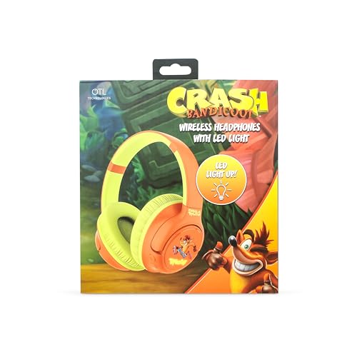 OTL Technologies Auriculares INALÁMBRICOS Plegables Crash Bandicoot con LUZ LED