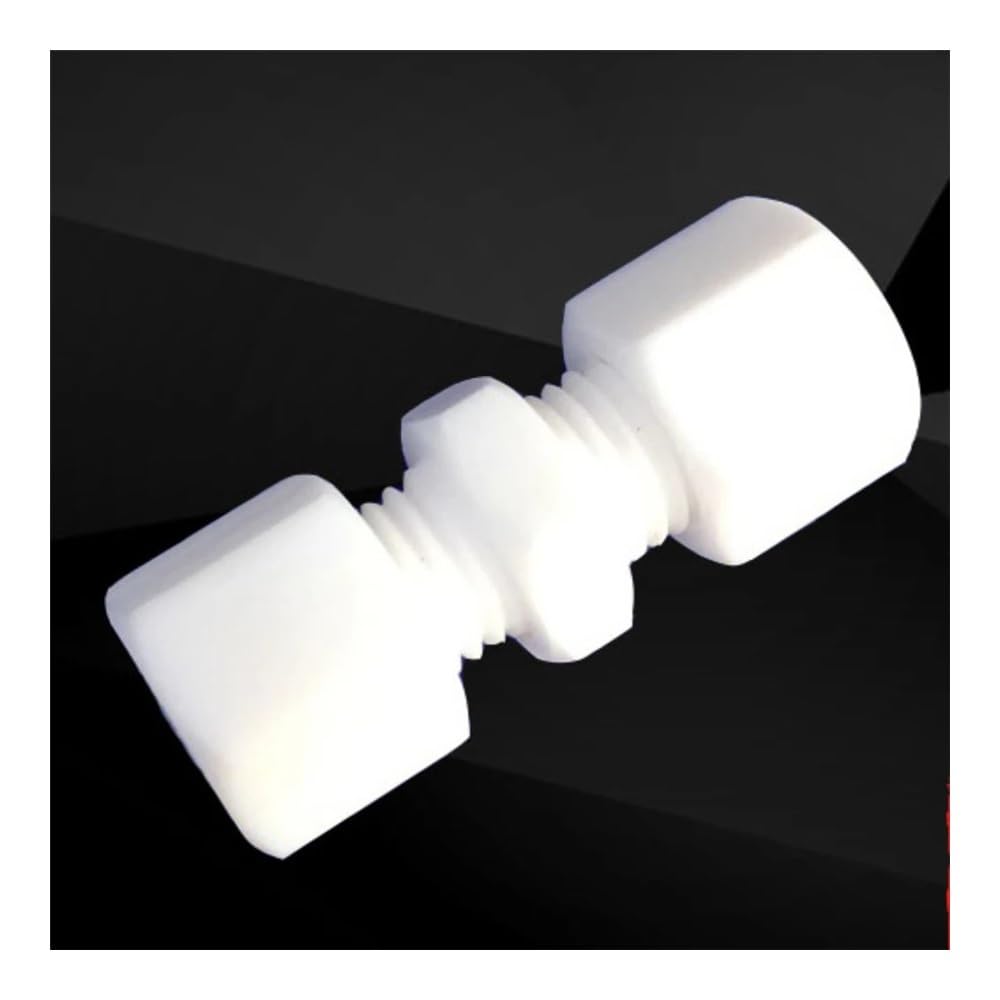 RUAJOGYNVM 1 2 3 4 6 8 10-35mm Tube OD PTFE Compression Union Connector Coupler Pipe Fitting High Temperature Resistance(6mm) RUAJOGYNVM