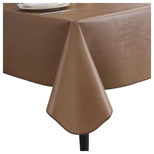 Elegant Rectangular Tablecloth, 100% Waterproof Vinyl, Solid Color Tablecloth, Modern Minimalist Style, Suitable for Dining/Gathering/Picnic/Kitchen Table Decoration(Brown,70"x52" Rectangular)