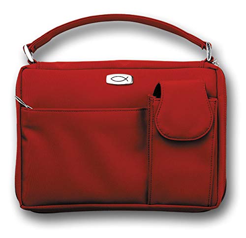 Microfiber Red with Exterior Pockets, LG Bible Cover Microfiber Red with Exterior Pockets, LG Bible Cover