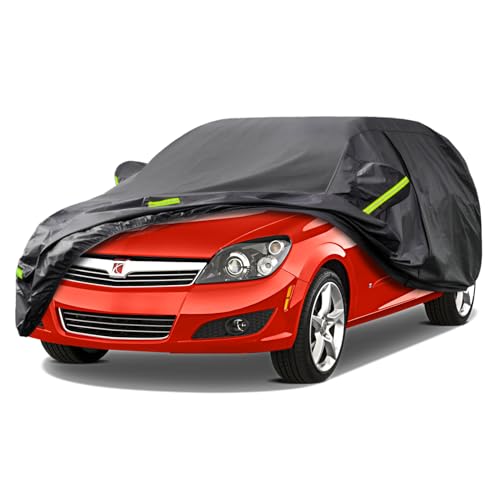 Image of Kaugung 7 Layers Car Cover Custom Fit Saturn Astra (2007-2010), Waterproof All Weather Resistant Outdoor Indoor Sun Rain Dust Snow Protection.(USA Warehouse,Within 3-7 Days) Black