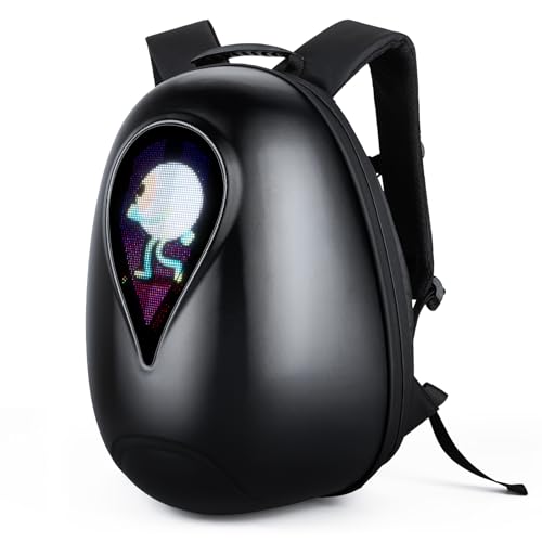 LED Backpack, Hardshell Bike Helmet Riding Backpack, Motorbike Pack for Half- face Motorcycle and Cycling Helmet, Sea Heart 17in