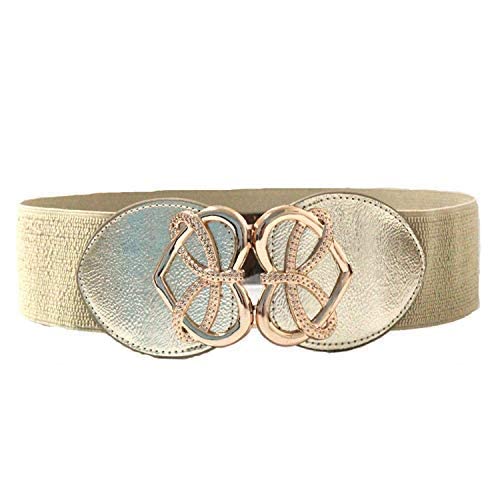 WedDecor pour Femme Extensible Taille Élastique Ceinture avec Cœur Ceinture Boucle pour Mode Accessoires, Décontracté Habillé et Occidental Tenues, 60mm - Or, Extra Large (38" - 42") Cover