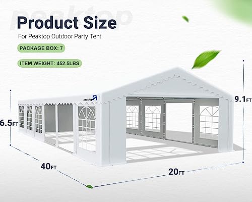Peaktop Outdoor 20'X40' Party Tent Heavy Duty Wedding Tent Outdoor Gazebo Event Shelter Canopy With Carry Bags #TOP6