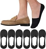 floconssy No Show Socks Men Nylon Non Slip Low Cut Invisible Liner Footies Thin Silk Socks for Loafers Boat Lightweight 6 Pairs Black Size 11.5-13.5