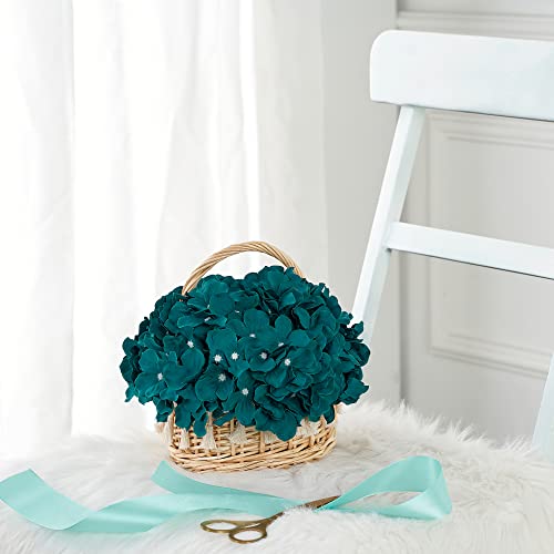 H.flolavida Storm Green Hydrangea Silk Fake Flowers Heads With Stems, Artificial Flowers For Decoration Wedding Home Party Shop Baby Shower,Room Decor For Bedroom Aesthetic, Pack Of 10 #TOP5