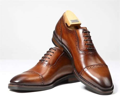 Men's Fashion Wingtip Pattern Oxford Shoes Retro Square Toe Breathable Comfort Leather Derby Shoes Lace Up Business Casual Shoes for Men3