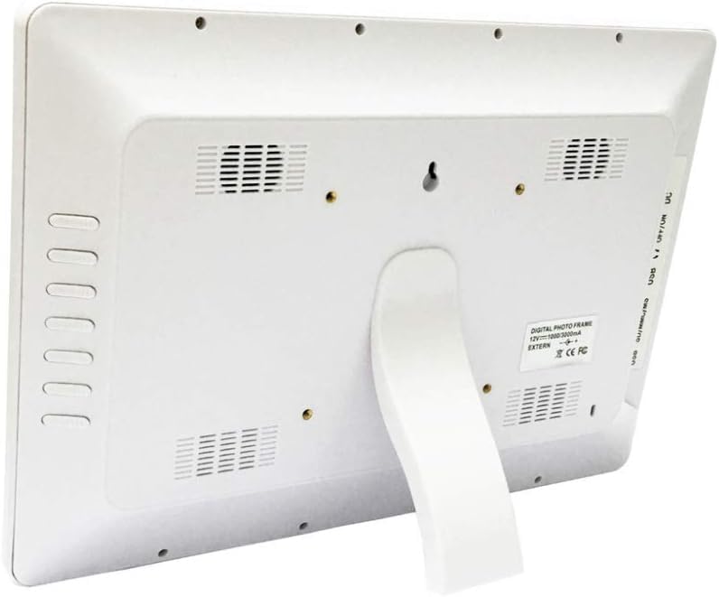 Cadre photo numérique 14 pouces blanc avec écran IPS complet et ports USB SD