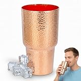 CigeZaus 20 Oz Tall Pure Copper Cup for Drinking, Hand-Hammered Ayurvedic Large Water Tumbler, Cold-Retentive Glass for Ice-Cold Moscow Mule, Cocktail, Whiskey, Perfect for Bar, Home & Parties