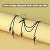 Damen Vintage Ohrringe - Punk Anhänger Ohrstecker Mit Langer Kette, V Hippie Nieten Ohrringe, Gotik Rock Schwarz #3
