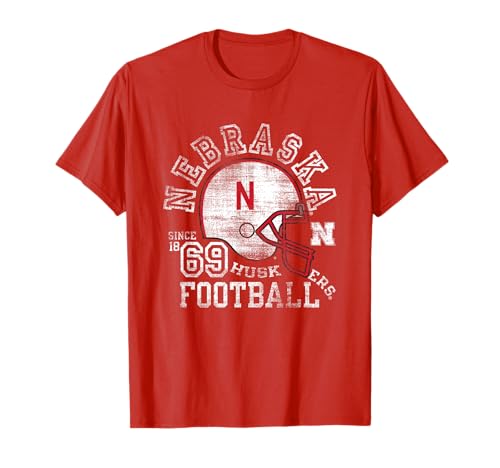 Nebraska Cornhuskers Vintage Football Helmet Red T-Shirt