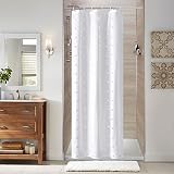 MitoVilla White Small Stall Shower Curtain 36 x 72, Boho Half Size Narrow Shower Curtain Set with Ho