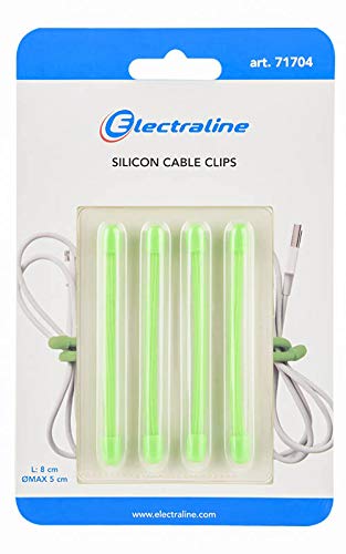 Electraline 71704 Pack of 4 Silicone Bands, Multifunction Cable Ties, Organiser TV Cable, PC, Fixed Home Office, Green - Image 3