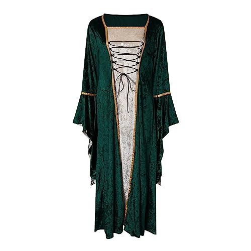 Robe médiévale longue en velours doré et manches évasées Generisch - 2