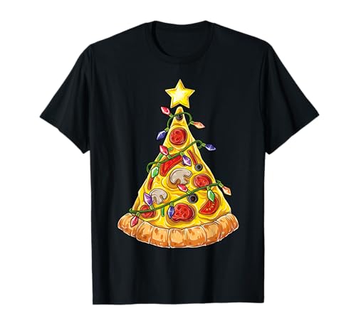 Christmas Tree Lights Pizza Xmas Men Women Crustmas Gifts T-Shirt