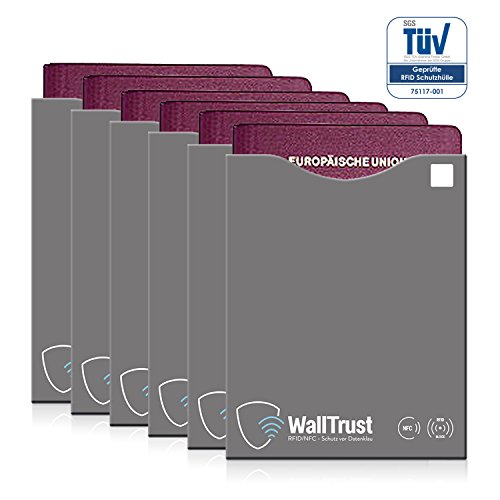 Preisvergleich Produktbild WallTrust RFID Schutzhülle für den Reisepass, TÜV geprüft, Oben offen, 6X