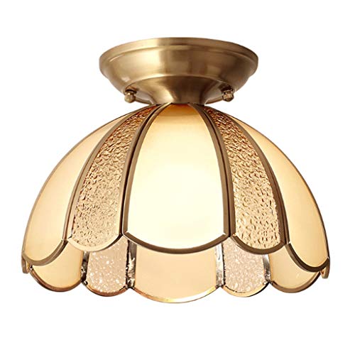 Preisvergleich Produktbild JYDQM Industrieller Messinghalb Flush Mount Deckenleuchte, LED-Deckenleuchte Eisen Erröten-Einfassung LED-Deckenleuchte for Küche Badezimmer Flur