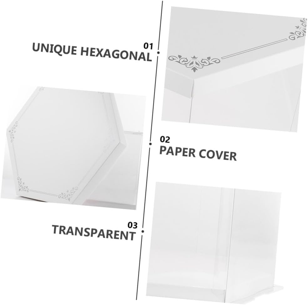 Hexagonal Cake Box for Cake and Cupcakes, White PET Cardboard