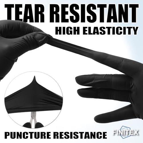 Image of FINITEX Nitrile Disposable Gloves - Black, 3.5mil, 100PCS, Powder-Free, Medical & Exam, Food Gloves