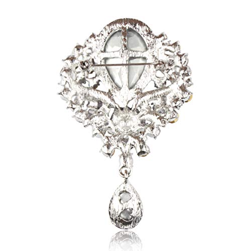 Image of Wedding Bridal Big Crystal Rhinestone Bouquet Brooch Pin for Women (green)