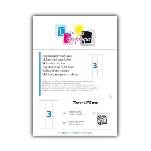 150 etiketter 70 x 297 mm anpassningsbara vita självhäftande etikett eller 50 ark med 3 självhäftande etiketter 7 x 29,7 cm för bläckstråleskrivare och laserskrivare Word Code Herma 4657