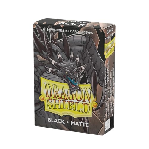 Dragon Shield | Japanese Size Card Matte Sleeves | 60 CT - Smooth & Tough Premium TCG Sleeves - Compatible with Yu-Gi-Oh, Naruto, Cardfight & Vanguard | Black