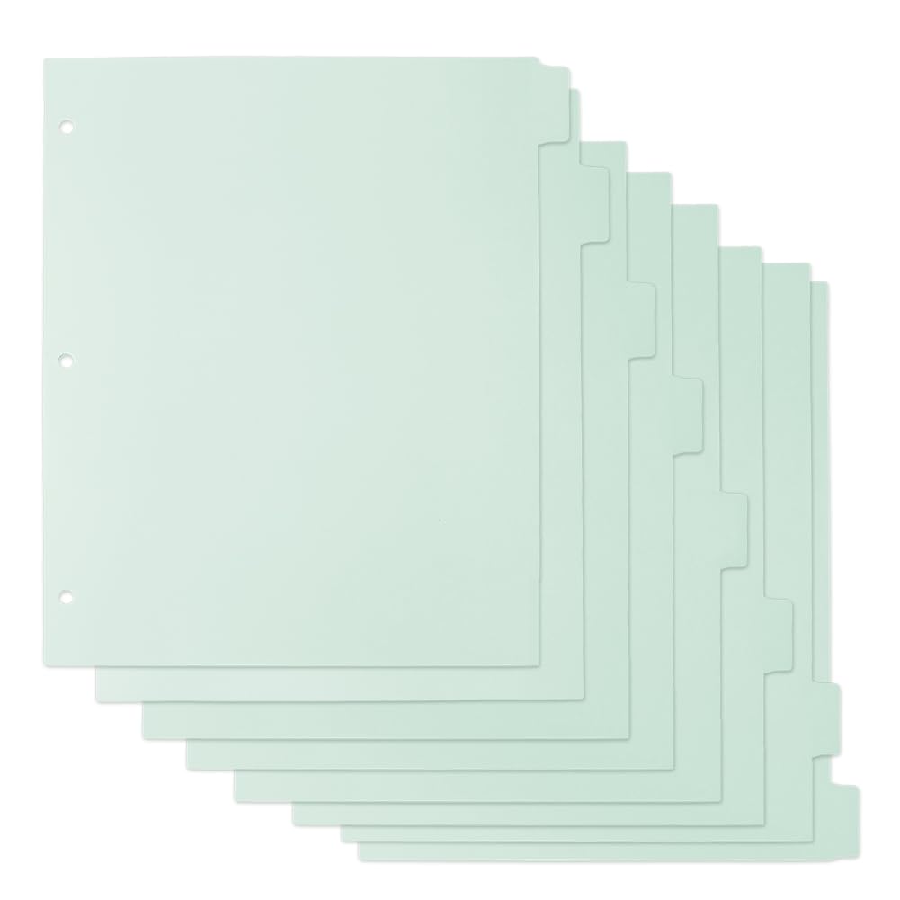 SUPERFINDINGS 16 Sheets Plastic Binder Dividers A4 Notebook Index Divider 1 Index Tabs for 3 Ring Binders Durable Indexs Page Divider for School Office Home Journal Planner Notebook Travel Diary,Green
