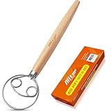 ALLTOP Danish Dough Whisk - Ultimate Dutch Mixer Hand Utensil with Stainless Steel Dough Hook - Essential Sourdough Stirring Stick for Perfect Bread Making Tool