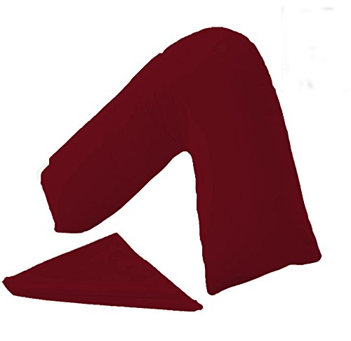 Almohada ortopédica de fibra hueca en forma de V - para apoyar la espalda y el cuello - incluye funda de almohada, 50% algodón/50% poliéster, Maroon, Complete With Pillow Cover