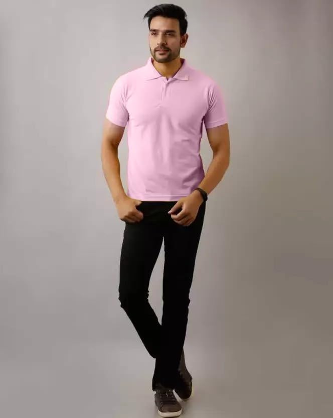 Image of INKKR Men's Polo Neck Half Sleeve Solid T-Shirts