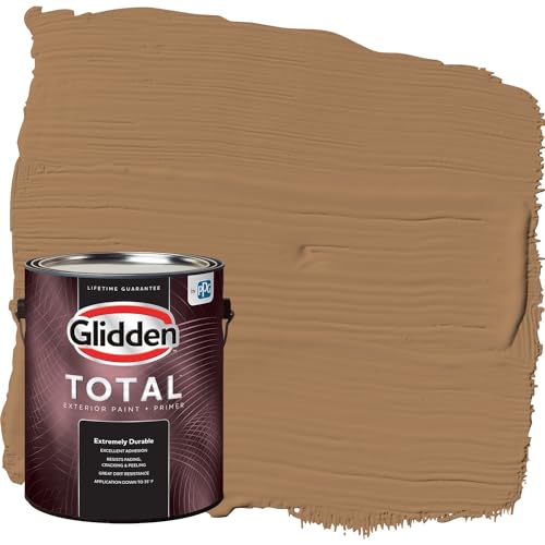 Glidden Total 1 gal. Cinnamon Crunch/Brown Flat Exterior Paint with Primer