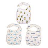 [TOYANDONA] 3個字型ベビーよだれかけ 綿素材 軽量 持ち運び便利 歯が生え始めのちゃん用 デザイン