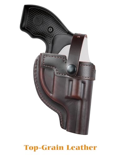 OWB Leather Revolver Holster Fits .38 Special & J Frame Revolvers for Taurus 327/605/856/905 fits S&W 360PD/442/637/640/642 and SP101. Available in 2"/2.25", 2.5"/3" Barrel Options Outside The Belt