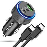 comprar mechero para coche 66W Cargador Coche Carga Rápida: El adaptador cargador coche usb c soporta una alta salida de doble PD 33W (max) y QC 18W (max) para cargar rápidamente todos los teléfonos universales al mismo tiempo. el puerto PD 33W es 6 veces más rápido que un cargador coche de 2.4A. El puerto de carga rápida 3.0 carga la mayoría de los dispositivos Android de 0% a 88% en 35 minutos.