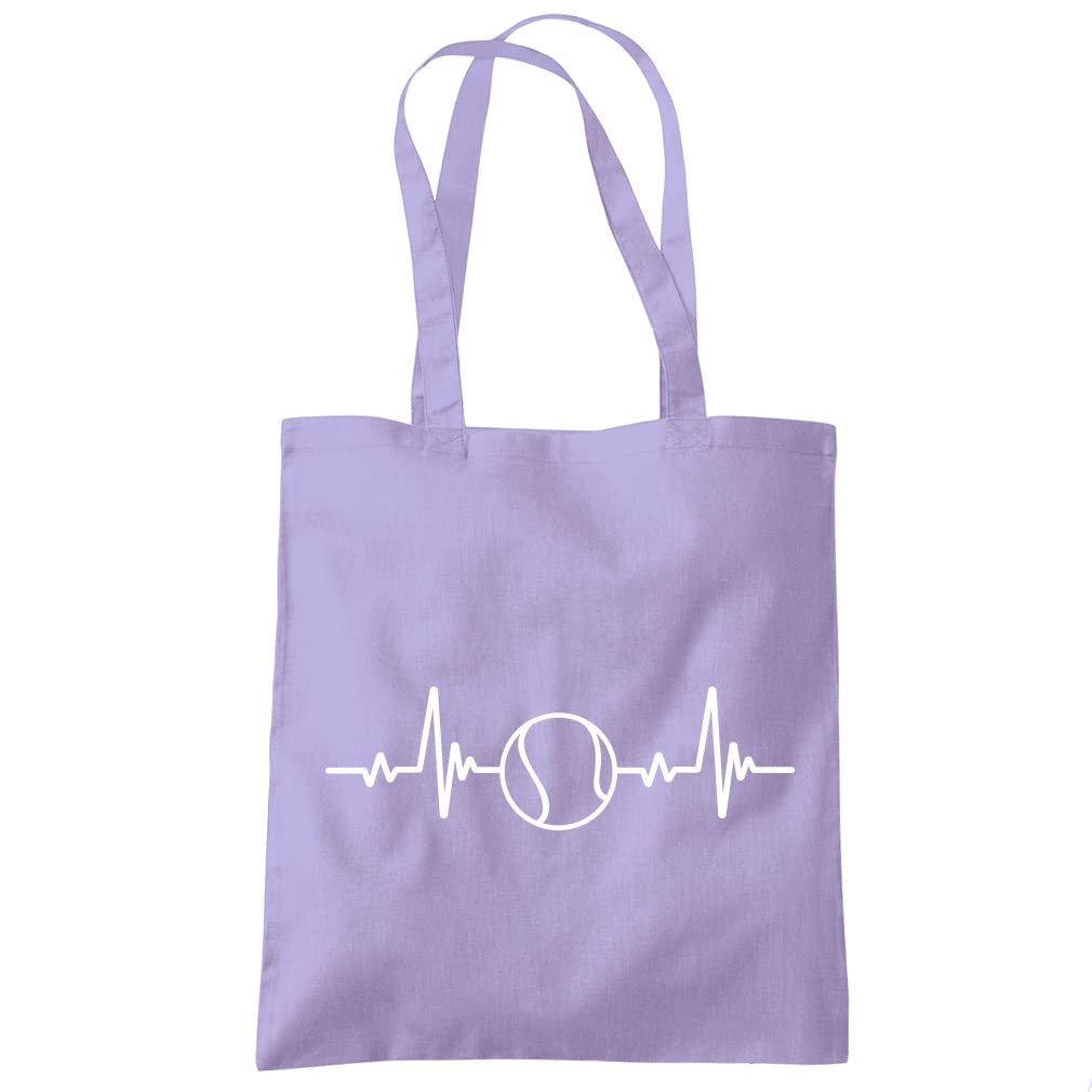 HotScamp Tennis Player Heartbeat Tennis Enthusiast - Tote Shopping Bag - Sports Hobby Fan One size lavender purple