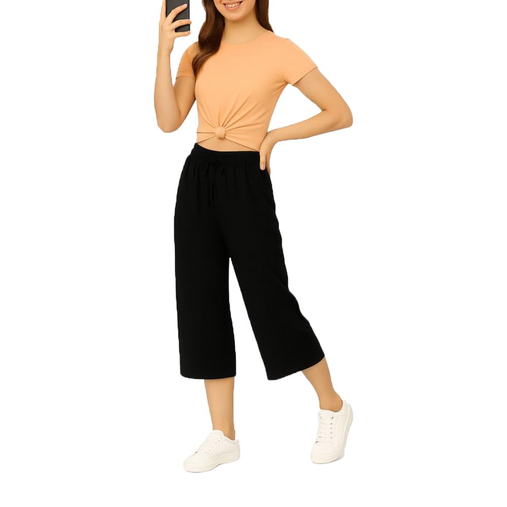Womens Loosefit Capris For Girls Black (Pack Of 1)-picture-51