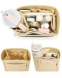TOVICE Tote Bag Organizer Insert with Stanley Cup Holder and Zipper Bag, Compatible with Neverfull, Saint Louis and More, 9 Pockets (Beige, Medium)