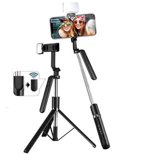 Image of NEXSA Extra-Long Selfie Stick Tripod, 67-Inch Extendable Phone Tripod Stand with Bluetooth Remote - Foldable, Lightweight, and Compatible with Cameras & Smartphones