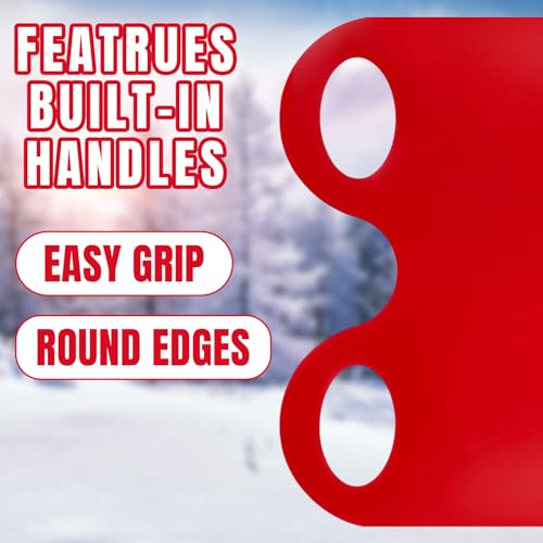 Poen 4 Pcs Snow Sled for Kids and Adult Snow Slides Roll up Sled 36.2 Inch Plastic Sledding Snowboard with 2 Handles Lightweight High Speed Equipment(Red) by Poen - Image 5