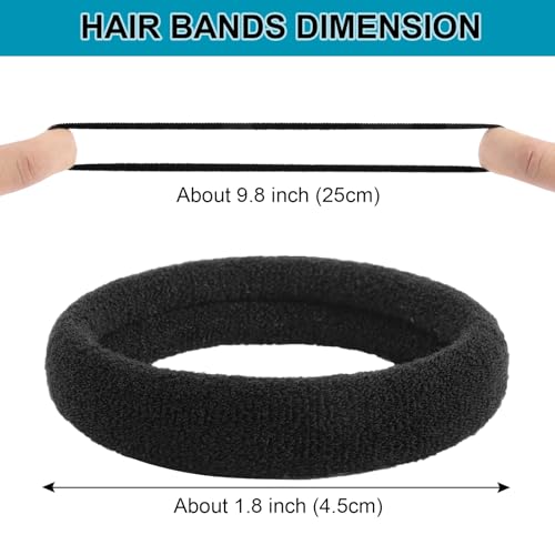 DWKFEOQ 120PCS DWKFEOQ Black Hair Ties for Women Girls, Elastic Ponytail Holders, Cotton Seamless Hair Bands, No Damage for Thick Hair, 1.8 Inch in Diameter (Black)