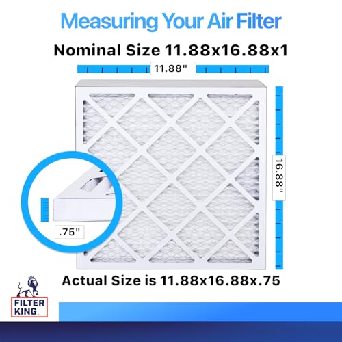 Image of Filter King 11.88x16.88x1 Air Filter MERV 8, AC Furnace Filters (6-Pack) | Dust & Allergy Control (Actual Size: 11.88 x 16.88 x .75)
