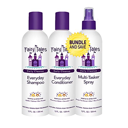 Fairy Tales - Fairy Tales Daily Cleanse Everyday Kids Shampoo, Conditioner, and Spray set - Gentle Natural Defining, Tangle Free, Moisturizing + Hydrating, Clean + Natural Ingredients - Paraben Free - 12oz. (3PK)
