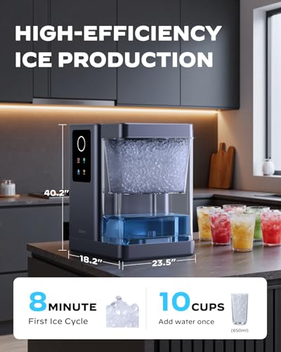 Image of Silonn Nugget Ice Maker Countertop with App & Voice Control, 40 lbs /24H Pebble Ice Machine, 3L Water Tank, Self Cleaning Sonic Ice Maker, Soft Chewable Ice for Home, Kitchen, Party