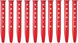 Takelablaze Aluminum Tent Stakes for Camping in Snow & Sand 10PCS Beach Canopy Tent Stakes U-Shaped Tent Pegs Lightweight Ground Nails for Beach Shade Canopy Hiking Backpacking Boating Picnic (Red)