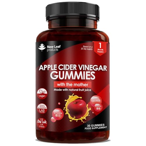 Apple Cider Vinegar Gummies Vegan With The Mother High Strength + Vitamin B12 Folate Pomegranate & Beetroot – Fresh Pure Unfiltered Vinegar Not Powder Apple Cider Vinegar Gummy 1 Per Serving