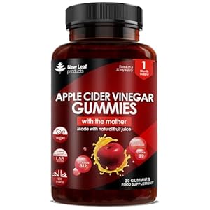 Apple Cider Vinegar Gummies Vegan with The Mother High Strength + Vitamin B12 Folate Pomegranate & Beetroot – Fresh Pure Unfiltered Vinegar Not Powder Apple Cider Vinegar Gummy 1 Per Serving