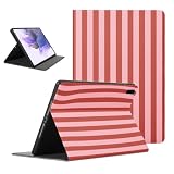 Mrtponk Aesthetic Cute Pink Striped Tablet Case for Samsung Galaxy Tab S9 FE 10.9" SM-X510/X516B, Trendy Stripe Geometric Vertical Line Soft TPU Protective PU Flip Holder Cover for Girl Boy