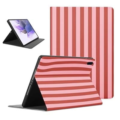 Mrtponk Aesthetic Cute Pink Striped Tablet Case for Samsung Galaxy Tab S9 FE 10.9" SM-X510/X516B, Trendy Stripe Geometric Vertical Line Soft TPU Protective PU Flip Holder Cover for Girl Boy